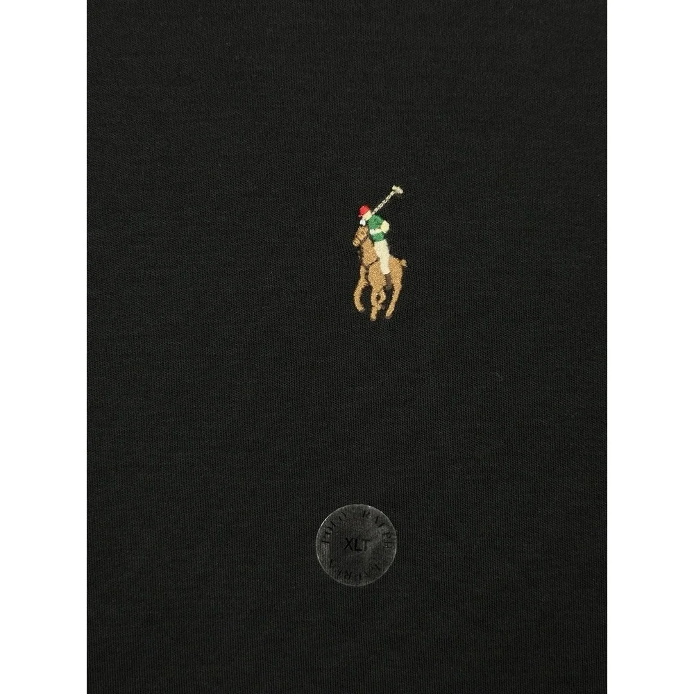Polo Ralph Lauren Mens XLT Long Sleeve Polo Shirt Black Flesh Pony Cotton NWT